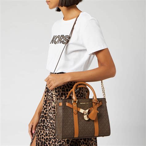 michael kors signature hamilton satchel brown|Michael Kors nouveau Hamilton satchel.